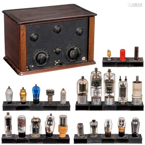 Ducretet Radio Receiver and Collection of Tubes on Display B...