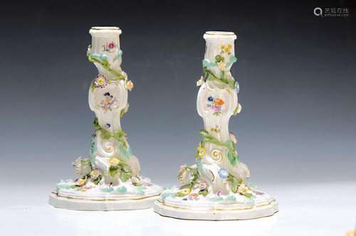 couple of one-flame candlestick, Meissen, around 1760