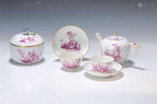 tea set, Meissen, around 1740, Watteau- scenes, fine