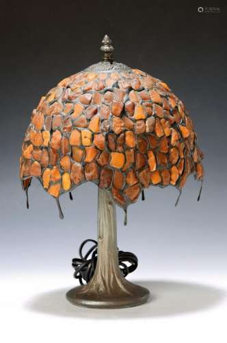 Table lamp with amber shade, Tiffany style, 1980s, many