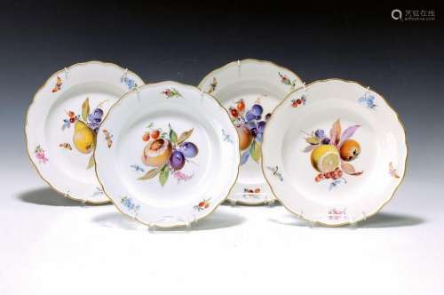 4 dessert plates/fruit plates, Meissen, around1890