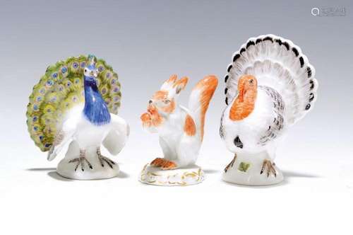 3 porcelain miniatures, Meissen, 2 half of the20th