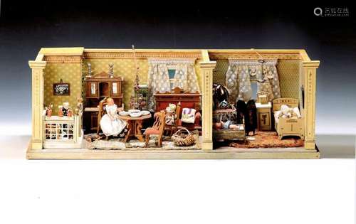 Two dollhouses, German, around 1900-60s, dollhouse