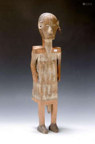 Figure, probably Teke, Kongo, carved wood, painted red