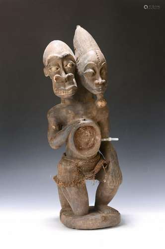 Double head/fetish, probably Chokwe, Angola, 20th