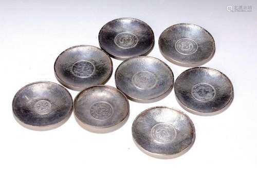 8 finger bowls, Asia, 1930s, silver with various