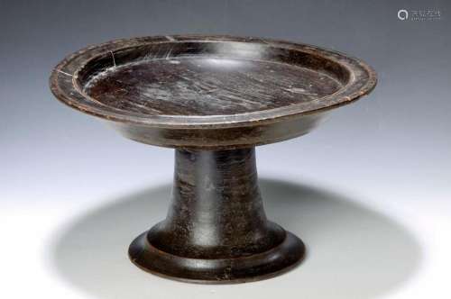 Large footed bowl, India, 19th century, brown glazed wood
