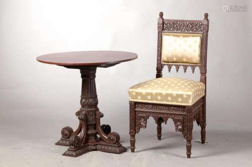 Table with 3 chairs, probably Indonesia, around 1900