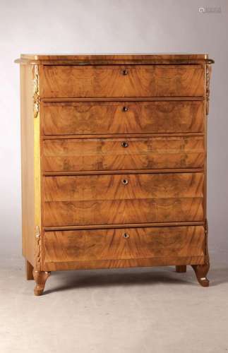 Chiffoniere/high chest of drawers, German, around 1850