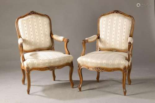 Pair of armchairs, France, around 1890, solid walnut