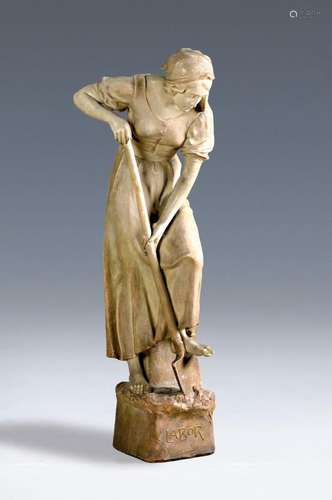 Large ceramic sculpture, Vienna Goldscheider, 'Labor'...