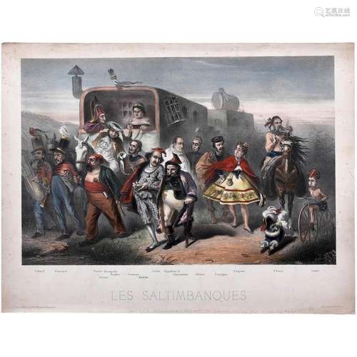 Hand-tinted Lithograph "Les Saltimbanques" ("...