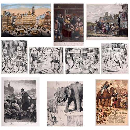 Ten Prints of Market Traders and Showmen, 1772 onwards