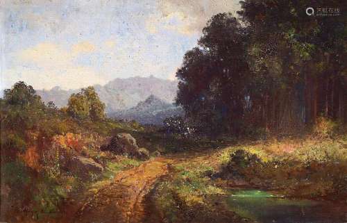 Josef Lohinger, 1836-1918, forest path in foothills