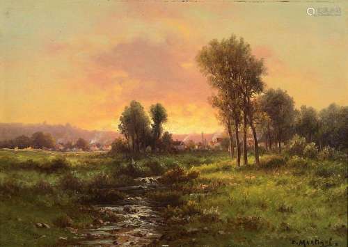 E. Martinol, French painter around 1900, evening mood