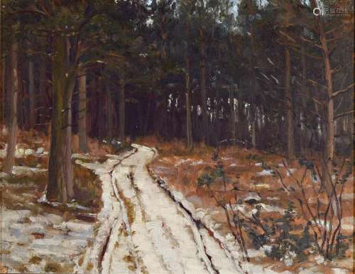 F. Heinz Eßer, born 1892 Düsseldorf, snow on the forest