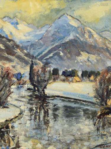 K. Haurin, 1920/30s, winter landscape, partialdesign using