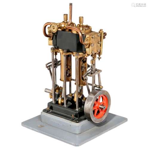 Precision Model of a Vertical Twin-Cylinder Steam Engine, c....