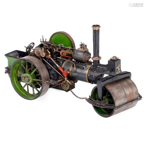 British Single-Cylinder Live Steam Street Roller, c. 1970