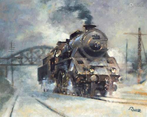 Jaroslav Ronek, 1892-1962, steam locomotive insnow