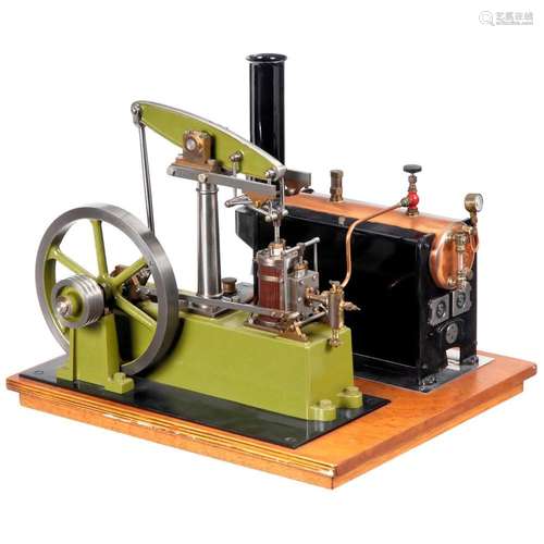 Model of Stuart Walking Beam Steam Engine with Boiler, c. 19...