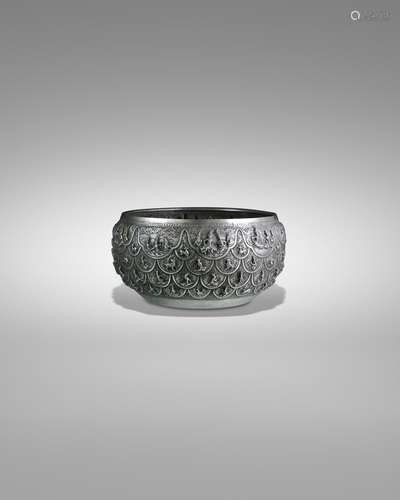 A SILVER OFFERING BOWL WITH SCENES FROM THE VIDHURA-PANDITA ...