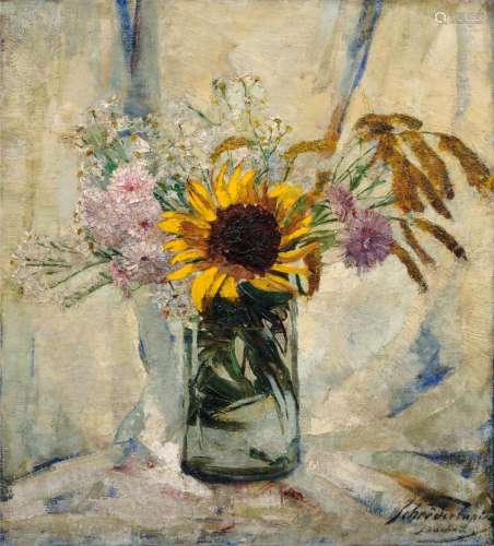 Karl Schröder-Tapiau, Stillleben mit Sonnenblume. Wohl 1920&...