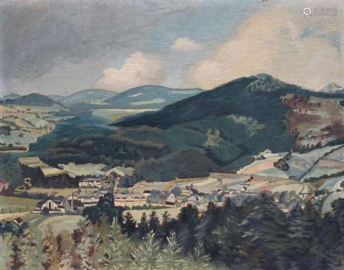 Oberlausitzer Maler, Blick auf das Zittauer Gebirge. Wohl 19...
