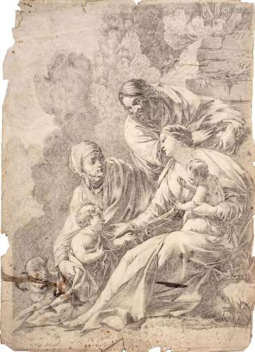 Simon Vouet (nach), Die Heilige Familie mit der heiligen Eli...