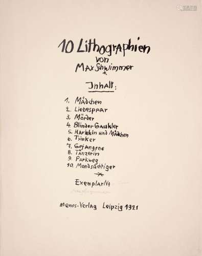 Max Schwimmer "10 Lithographien von Max Schwimmer"...