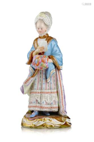 Dame mit Muff. Victor Michel Acier für Meissen. Late 19th ce...