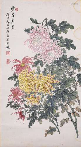 缪谷瑛菊花图纸本立轴