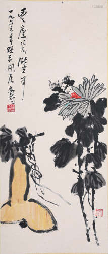 潘天寿菊葫图纸本立轴