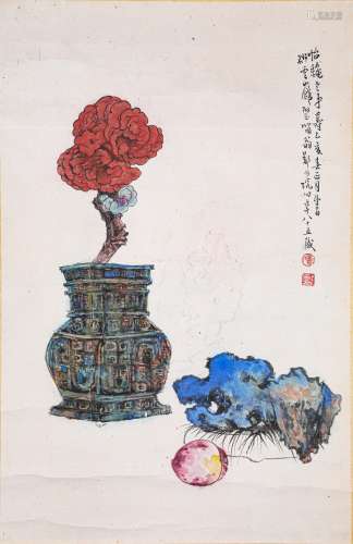 郑乃珖花卉纸本立轴