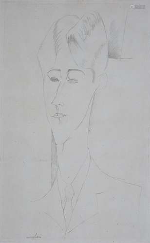 Amedeo MODIGLIANI (1884 - 1920) - Portrait présumé de Coctea...