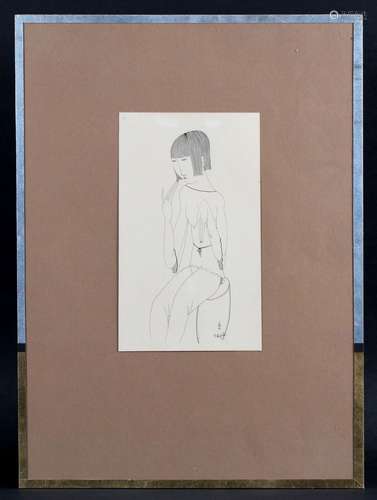 FOUJITA (1886 1968) , Jeune femme, encre signée 27,5 x 16,5c...