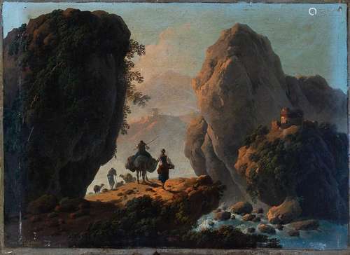 Jean Baptiste PILLEMENT (Lyon 1728 1808) Voyageurs dans un p...