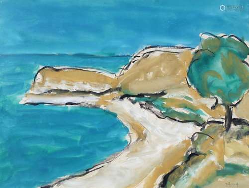 Ion PACEA (1924-1999) - Bord de côte, acrylique et gouache s...