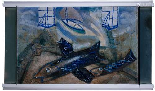 Pancho COSSIO (1894-1970), Les poissons, huile sur toile - 6...