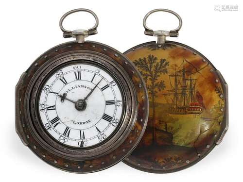 Pocket watch: English triple case verge watch with tortoises...