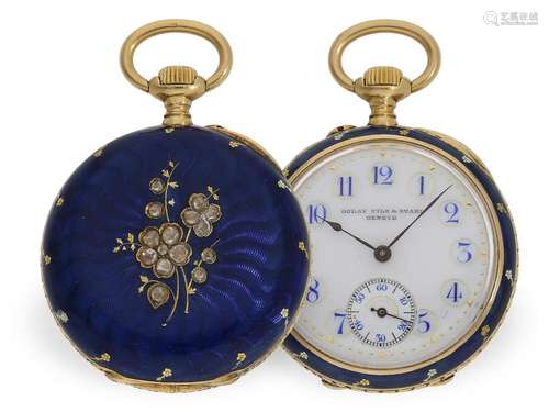 Pocket watch/pendant watch: exquisite Geneva enamel watch se...