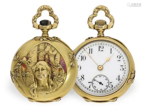 Pocket watch/ pendant watch: rarity, extremely rare Art Nouv...