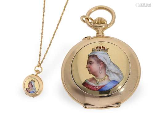 Historically interesting gold/enamel lady's watch on lon...