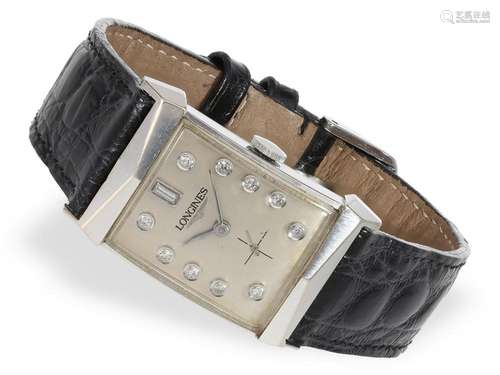 Rare, large Art Deco Longines man's watch with diamond d...