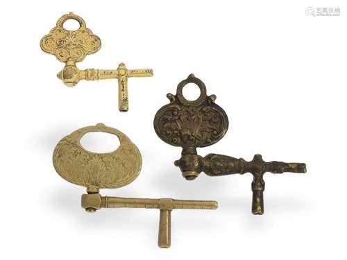 3 early 17th century crank keys for pocket watches/pendant w...