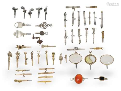 Extensive collection of rare verge watch keys, including rar...