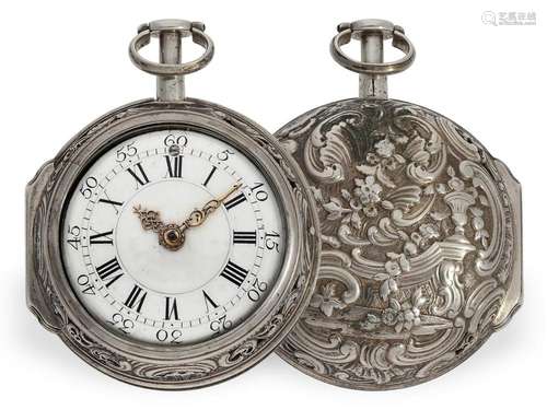 Museum-like Friedberg repousse pair case verge watch with ha...