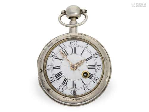 Rare Augsburg verge watch with half-quarter repeater on bell...