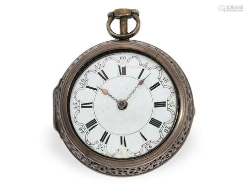 Pocket watch: early, large Dutch pocket watch with pair case...