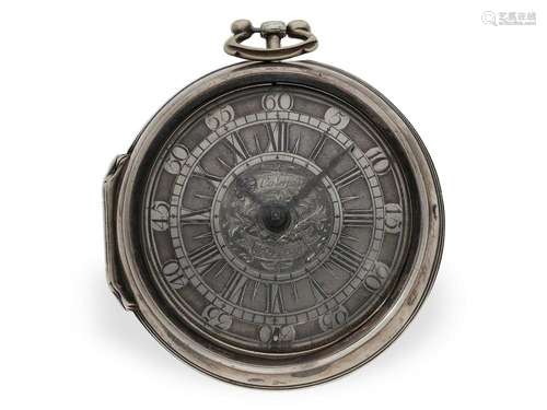 Pocket watch: early English pocket watch with mock pendulum,...